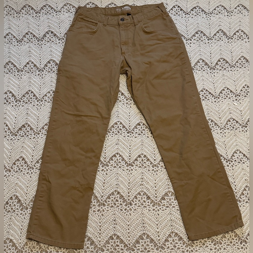 Carhartt Men's Brown Work Jeans Size 34 x 32 Like New Denim Carhartt Logo